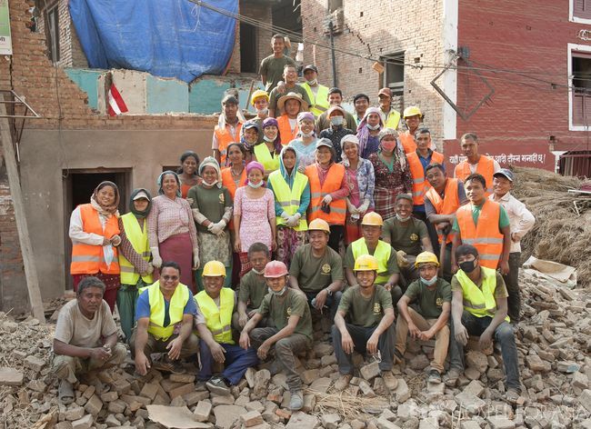 55 believers from 8 churches joined together to help a believer demolish his unsafe house.